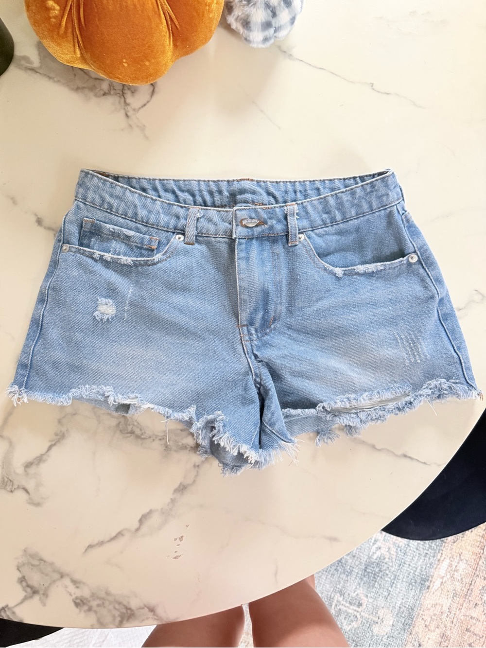 Windsor Light Blue Distressed Denim Cutoff Shorts
